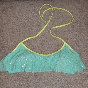 Flowy Sequin Halter Bikini Top